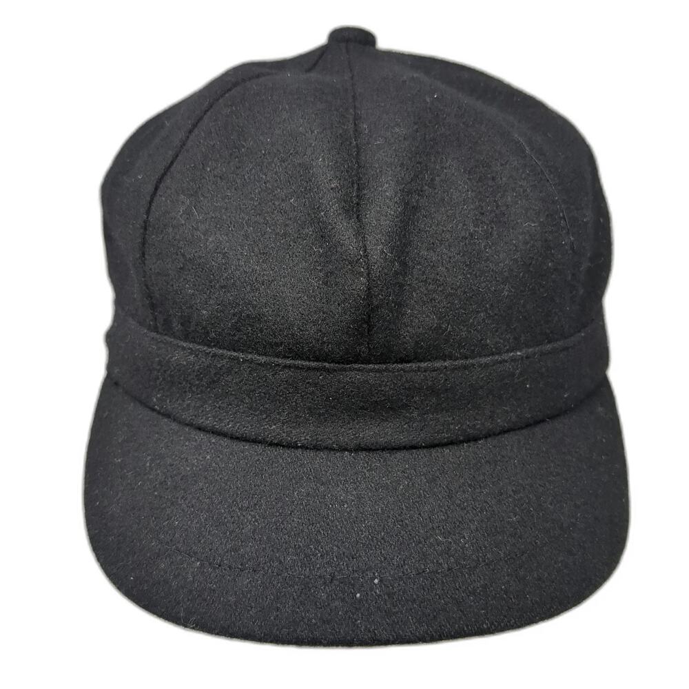 Army Cap Black One Size Plain Wool Felt Short Brim Cadet Military Style Hat